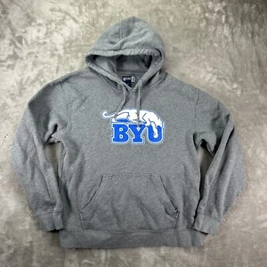 BYU Cougars Grey Hoodie Sweatshirt Gear For Sports Logo Sz Large - Picture 1 of 6