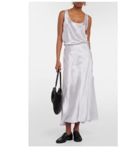 Vince Metallic High Waist Midi Skirt in Silver. NWT. Size 8. Retail- $400 - Picture 1 of 13