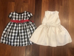 Baby Girl Size 24m 2T Christmas Photo Dresses Black Silver Gingham Gold Shimmer - Picture 1 of 3
