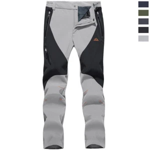 Men's Softshell Pants Thermal Fleece Lined Ski Snow Outdoor Hiking Work Trousers - Picture 1 of 43