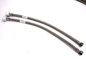 (2) Brass Craft 20" BRAIDED STAINLESS STEEL TOILET SUPPLY LINES, 3/8" x 7/8" - Afbeelding 1 van 3