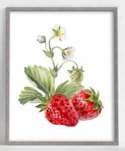 Strawberries Wall Art Print, Strawberry Kitchen Art Print, Home Decor Art #965 - Picture 1 of 2