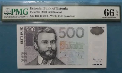 2007 Estonia 500 Krooni PMG66 EPQ GEM UNC  <P-89> - Image 1 of 3