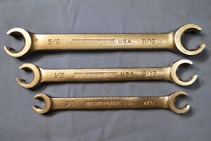 MasterForce 3pc 6pt Flare Nut/Line Wrench set, 3/8" to 11/16", USA