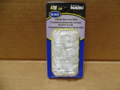 LOT of (12 bulbs) Malibu 4 Watt Clear Wedge Base Low Voltage Bulbs 4 packs - Image 1 of 2