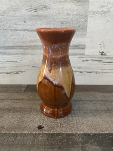Braune Glasur Kunstkeramik mehrfarbige Vase 4 1/2" - Bild 1 von 9