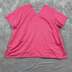 Grey's Anatomy Barco Size 4XL Hot Pink Scrub Top Women's Pockets V-Neck - Picture 1 of 7