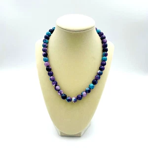 Gargantilla redonda de 17 pulgadas de jaspe azul con piedras preciosas naturales 925 STS NUEVA CON ETIQUETAS broche de langosta - Imagen 1 de 7