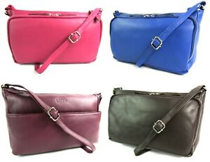 Womens Premium High Quality Soft Leather Cross Over Body Handbag Shoulder Bag