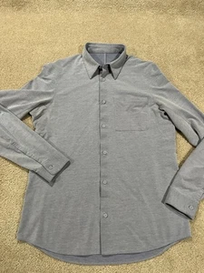 Lululemon Shirt Mens Medium Blue Button Up Commission Long Sleeve Stretch - Picture 1 of 9