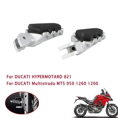 Reposapiés delantero trasero plateado pedales para Ducati Multistrada 950 1200 1260 Foto 1 de 3