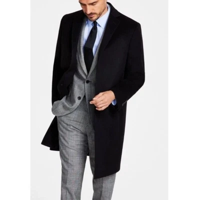 Brooks Brothers Overcoat Men's Size 44R Black Wool Blend Luxury Work Outerwear - Image 1 of 4