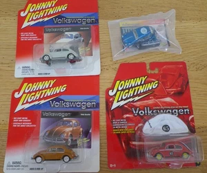 4 x Johnny Lightning 1:64 Volkswagen VW 60' Coccinelle, Beetle, Käfer - Imagen 1 de 7