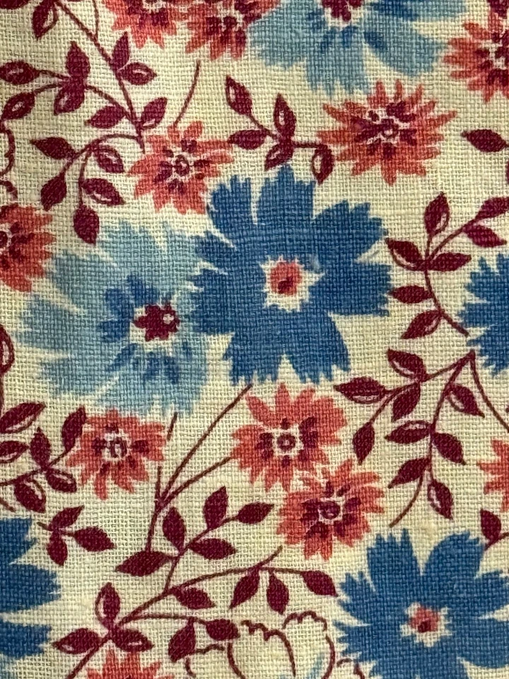 "Saco de harina vintage tela rosa y azul patrón floral años 30 40 antiguo 35"" x 47""" Foto 1 de 4