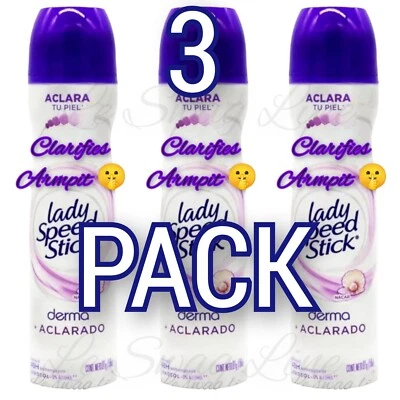 3 Pck LADY SPEED STICK Spray DESODORANTE DERMA ACLARADO Clarifica Belleza Axila  Foto 1 de 3