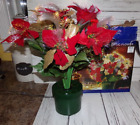 Christmas Fiber Optic Red Poinsettia Flower In Pot 18" - W/ Ac Adaptor Light