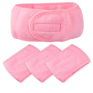 4 Pcs Soft Spa Headband Women Hair Bands for Face Washing Bath Yoga Light Pink - Picture 1 of 7