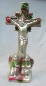 Vintage Chalk Cross -- Crucifix with Angels -- INRI - Picture 1 of 9