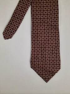 Tom James Mens 100% Silk Tie Necktie 58x3.5 Red Gold Check USA Corp Image Mint - Picture 1 of 13