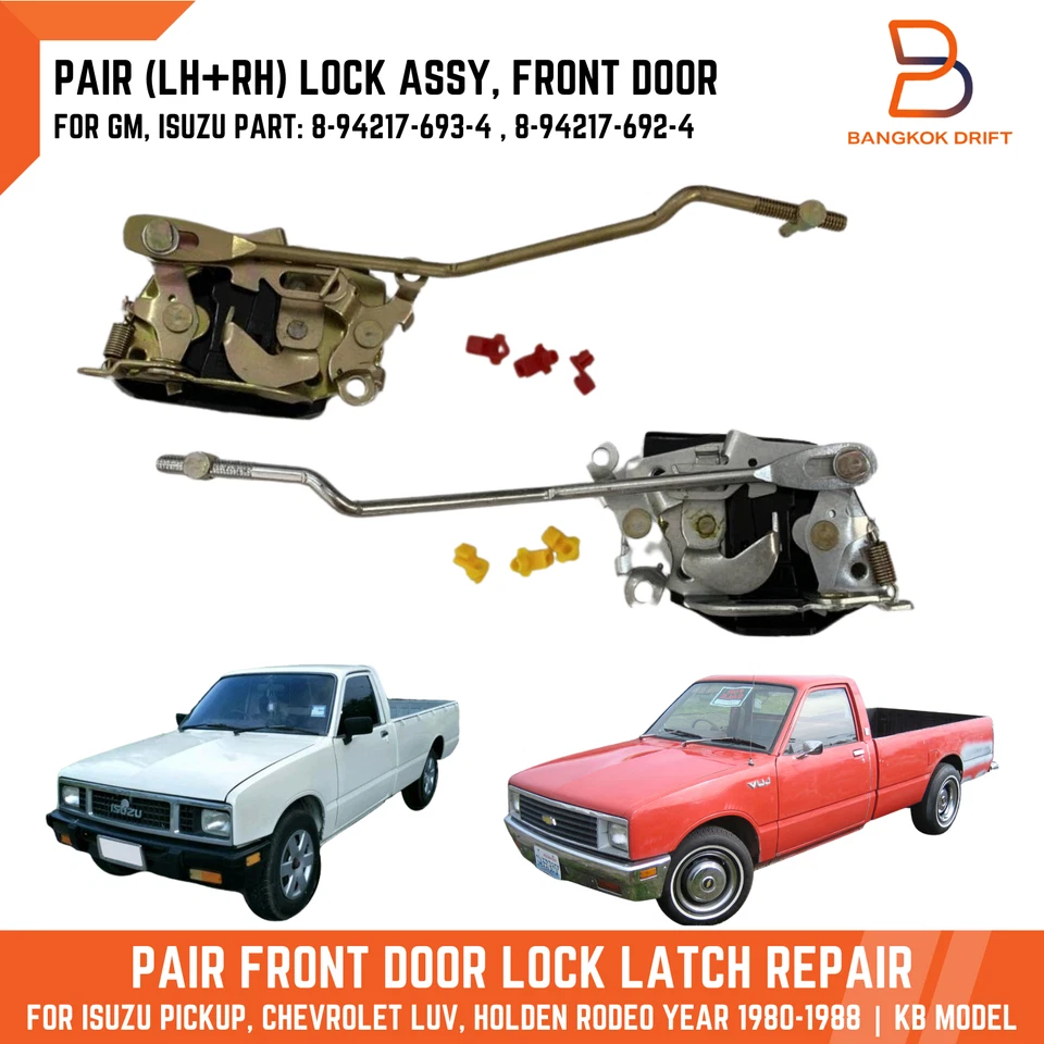 Par de pestillos de cerradura de puerta delantera izquierda+derecha para camioneta Isuzu Chevrolet LUV KB KBZ 1980-1988 Foto 1 de 4