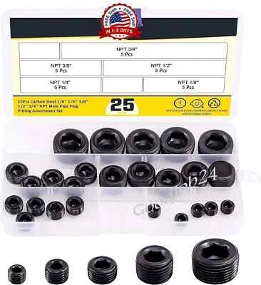 Mardatt NPT Plug Set Pipe Plug Assortment Kit - 25pcs NEW 20024