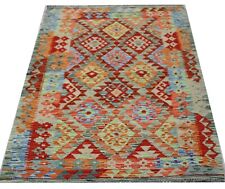 Real Afghan Tribal Multi colour Handmade Reversible Wool Kilim Area Rug101x149cm