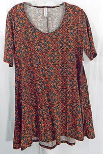 Camiseta para mujer LuLaRoe Perfect S negra roja naranja verde floral nueva con etiquetas - Imagen 1 de 3
