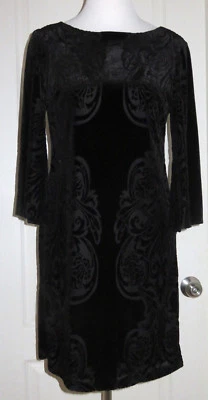Vestido Ronni Nicole Elástico Burnout Terciopelo Textura Floral Negro Talla 10 NUEVO VENTA Foto 1 de 4