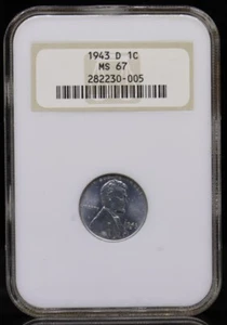 1943-D Lincoln Penny NGC MS67 - Picture 1 of 4