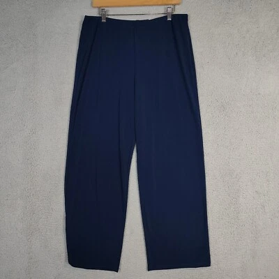 JM Collection Pants Women Large Inspired Blue Knit Dressing Wide Leg Comfort NWT - Image 1 of 4