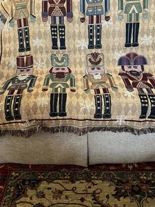 Vintage Mohawk USA Tapestry Throw Blanket Christmas Nutcracker Fringe 54 x 48 - Picture 1 of 5
