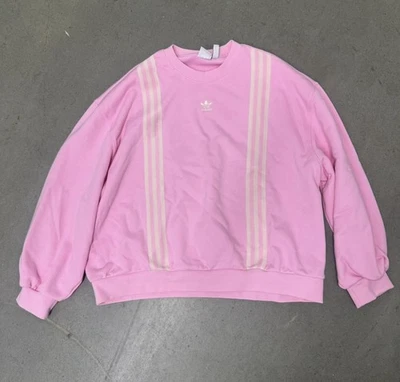 Women’s ADICOLOR 70S 3-STRIPES SWEATSHIRT Adidas Pink/White Size L-XL 88387 - Image 1 of 4