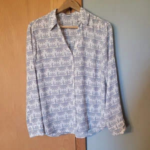 Express Portofino Hemd Damen Large weiß Pfau Vogel Slim Fit fließend Karriere - Bild 1 von 10