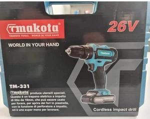 TRAPANO A PERCUSSIONE AVVITATORE CON DOPPIA BATTERIA 26V MAKOTA + VALIGIA - Picture 1 of 5