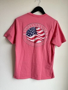 Vineyard Vines Mens T Shirt Pink Small Short Sleeve American Flag Whale - Picture 1 of 13