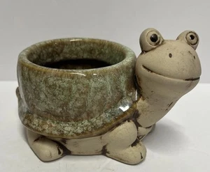 Gartenfreunde Schildkröte Sukkulente Luftpflanze Kaktus Keramik glasiert Dekor Topf Übertopf - Bild 1 von 14