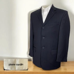 Pierre Cardin Blazer Suit Jacket Mens 38S Navy Blue Solid Wool Three Buttons - Picture 1 of 9