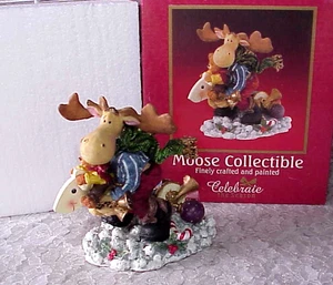Vintage Christmas Moose Figurine 5" Tall Collectible Celebrate the Season BOX - Picture 1 of 13
