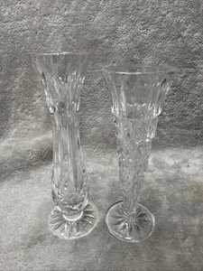 CRYSTAL ORNATE FLUTE SHAPE 8" TALL FLOWER VASE GORGEOUS RARE VINTAGE - Picture 1 of 14