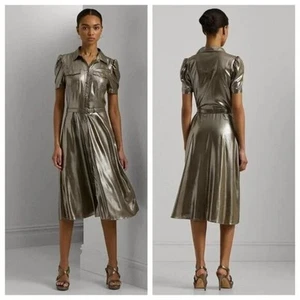 Lauren Ralph Lauren Midikleid schimmernd silber Gr. 6 Neu mit Etikett - Bild 1 von 13