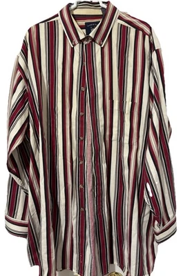 Camisa de vestir Harbor Bay para hombre a rayas manga larga talla 3XLT TALL negra roja Foto 1 de 4