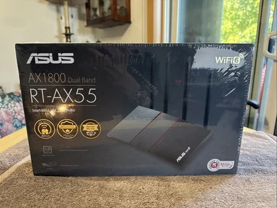 ASUS RT-AX55 AX1800 Dual Band WiFi 6 Gigabit Router 802.11ax Extendable - New - Image 1 of 4
