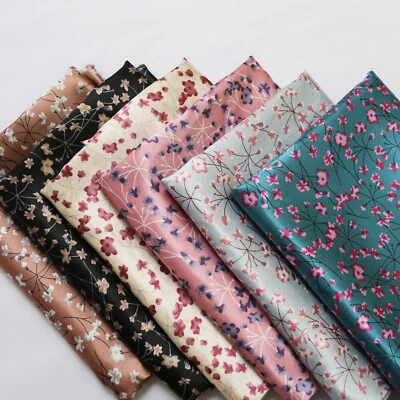 1 MeterX1.48 Meter Elegant Floral Satin Fabric Soft Polyester Charmeuse Material - Bild 1 von 4