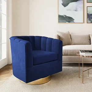 Velvet Swivel Accent Chair, 360 Degree Swivel Comfy Single Sofa Side Chair - Picture 1 of 16