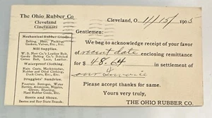 1905 Cleveland Ohio Rubber Company Remittance Due Postal Card - Picture 1 of 2