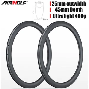 AIRWOLF 700c Carbon Road Bike Rim Disc Brake 45mm-Depth 25mm-Width Tubeless 24H - Picture 1 of 18