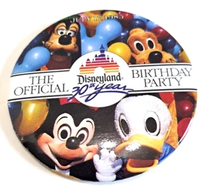 DISNEYLAND 30th Year the Official Birthday Party Vintage Button pin - Picture 1 of 3