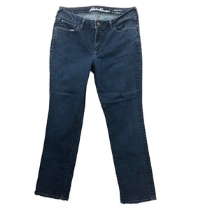 Eddie Bauer Jeans Womens P12 Blue Straight Medium Wash Mid Rise Stretch Denim - Picture 1 of 12