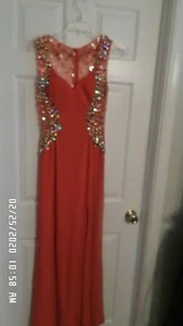 Neu mit Etikett! RIVA ABSCHLUSSBALL FORMELL ORANGE JUWEL BLING PARTY GLITZER KLEID KLEID COCKTAIL GRÖSSE 6 - Bild 1 von 6
