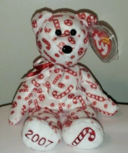 Ty Beanie Baby CANDY CANES the White Holiday Bear (Hallmark Exclusive) 8.5" MWMT - Picture 1 of 6